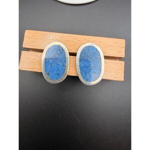 Vintage Oval Sterling Silver/Denim Lapis Earrings James Mason / Navajo